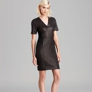 Theory Dress Womens 2 Black Lamb Leather Goth Dark Romantic Contemporary